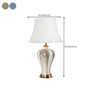 Elegant Fabric Drum Shape Ceramic Vase Table Lamp Zawala Image - 15