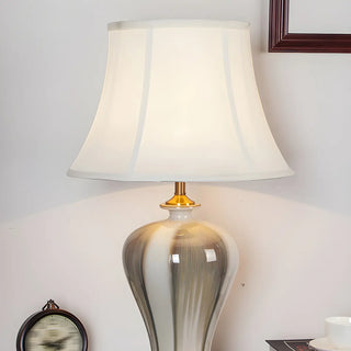 Elegant Fabric Drum Shape Ceramic Vase Table Lamp Zawala Image - 6