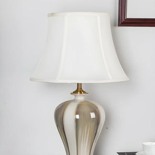 Elegant Fabric Drum Shape Ceramic Vase Table Lamp Zawala Image - 7
