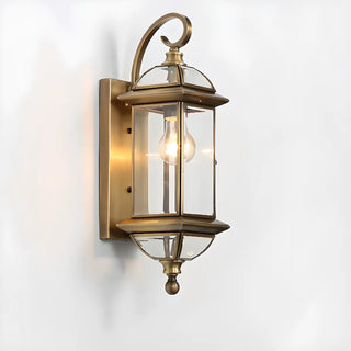 ZOWALA - Elegant Gold Lantern Glass Shade Bronze Wall Light Image - 10