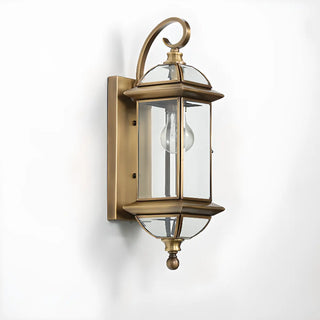 ZOWALA - Elegant Gold Lantern Glass Shade Bronze Wall Light Image - 11
