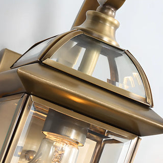 ZOWALA - Elegant Gold Lantern Glass Shade Bronze Wall Light Image - 12