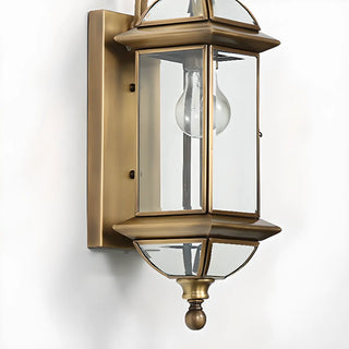 ZOWALA - Elegant Gold Lantern Glass Shade Bronze Wall Light Image - 14