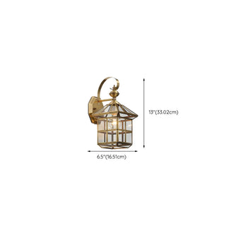 ZOWALA - Elegant Gold Lantern Glass Shade Bronze Wall Light Image - 18
