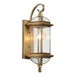 ZOWALA - Elegant Gold Lantern Glass Shade Bronze Wall Light Image - 5