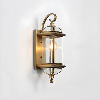 ZOWALA - Elegant Gold Lantern Glass Shade Bronze Wall Light Image - 7