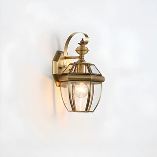 ZOWALA - Elegant Gold Lantern Glass Shade Bronze Wall Light Image - 8