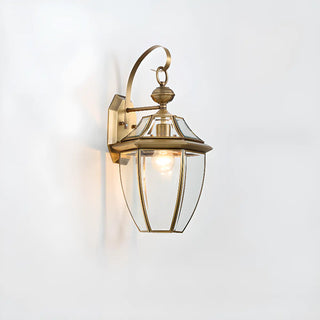 ZOWALA - Elegant Gold Lantern Glass Shade Bronze Wall Light Image - 9