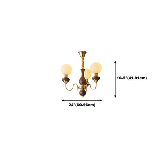 ZOWALA - Elegant Walnut Brass 6-Light Globe Chandelier