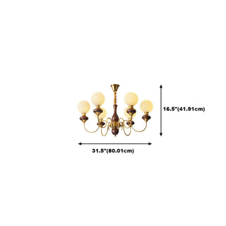 ZOWALA - Elegant Walnut Brass 6-Light Globe Chandelier