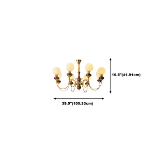 ZOWALA - Elegant Walnut Brass 6-Light Globe Chandelier