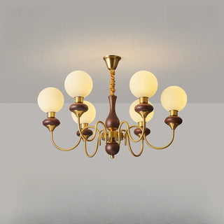 ZOWALA - Elegant Walnut Brass 6-Light Globe Chandelier