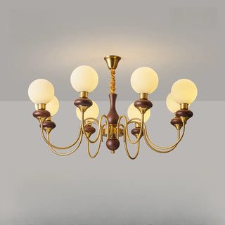 ZOWALA - Elegant Walnut Brass 6-Light Globe Chandelier