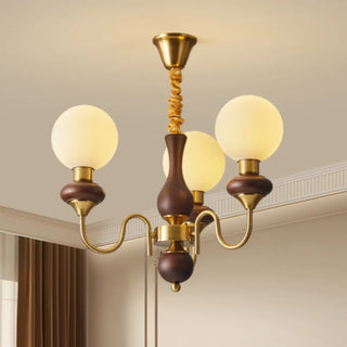 ZOWALA - Elegant Walnut Brass 6-Light Globe Chandelier