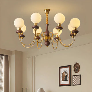 ZOWALA - Elegant Walnut Brass 6-Light Globe Chandelier
