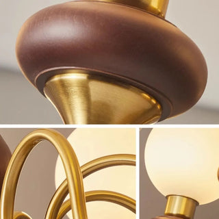 ZOWALA - Elegant Walnut Brass 6-Light Globe Chandelier