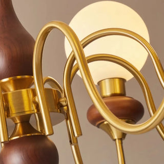 ZOWALA - Elegant Walnut Brass 6-Light Globe Chandelier