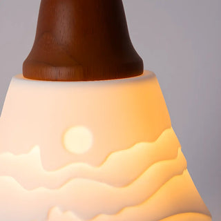 ZOWALA - Vintage Elegant Cone Ceramic Bedroom Walnut Pendant Light Image - 13