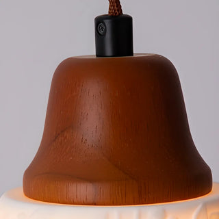 ZOWALA - Vintage Elegant Cone Ceramic Bedroom Walnut Pendant Light Image - 14