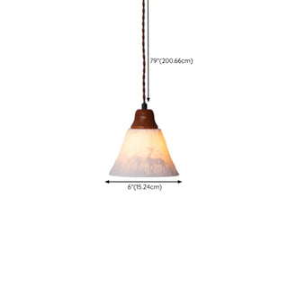 ZOWALA - Vintage Elegant Cone Ceramic Bedroom Walnut Pendant Light #size