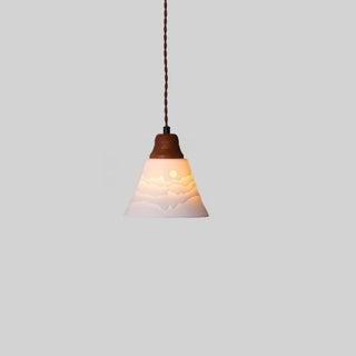 ZOWALA - Vintage Elegant Cone Ceramic Bedroom Walnut Pendant Light Image - 7