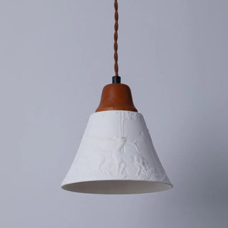 ZOWALA - Vintage Elegant Cone Ceramic Bedroom Walnut Pendant Light Image - 8