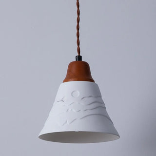 ZOWALA - Vintage Elegant Cone Ceramic Bedroom Walnut Pendant Light Image - 9
