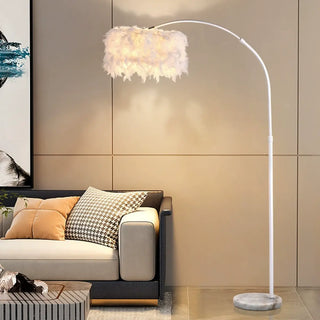 Elegant Adjustable Height Feather Arc Floor Lamp Zawala Image - 1