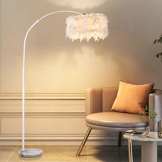 Elegant Adjustable Height Feather Arc Floor Lamp Zawala Image - 2