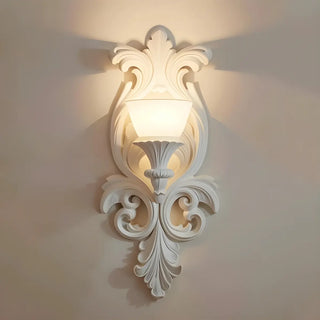 Baroque Ornate White Gypsum Design LED Wall Sconce Zawala Image - 3