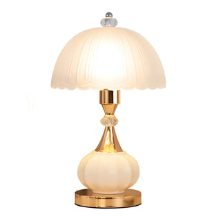 ZOWALA - Elegant White Dome Geometric Glass Bedroom Table Lamp Image - 12