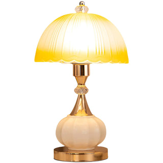 ZOWALA - Elegant White Dome Geometric Glass Bedroom Table Lamp Image - 13