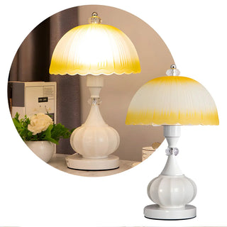 ZOWALA - Elegant White Dome Geometric Glass Bedroom Table Lamp Image - 14