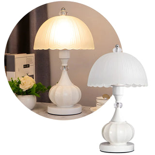 ZOWALA - Elegant White Dome Geometric Glass Bedroom Table Lamp Image - 15