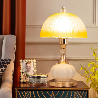 ZOWALA - Elegant White Dome Geometric Glass Bedroom Table Lamp Image - 3