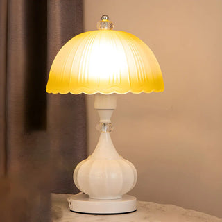 ZOWALA - Elegant White Dome Geometric Glass Bedroom Table Lamp Image - 5