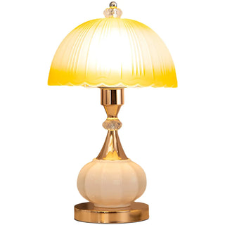 ZOWALA - Elegant White Dome Geometric Glass Bedroom Table Lamp Image - 8