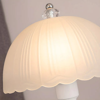 ZOWALA - Elegant White Dome Geometric Glass Bedroom Table Lamp Image - 9