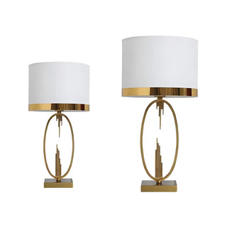 Simple White Fabric Shade Gold Oval Frame Table Lamp Zawala Image - 13