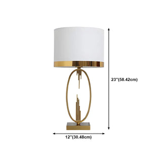 Simple White Fabric Shade Gold Oval Frame Table Lamp Zawala Image - 15
