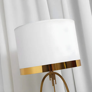 Simple White Fabric Shade Gold Oval Frame Table Lamp Zawala Image - 8