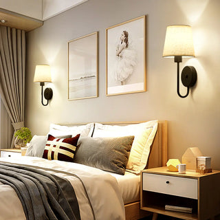 Rustic Green Fabric Shade Antler Cylinder Wall Light Zawala Image - 4