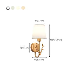 Rustic Green Fabric Shade Antler Cylinder Wall Light Zawala Image - 44