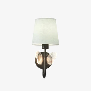 Rustic Green Fabric Shade Antler Cylinder Wall Light Zawala Image - 6