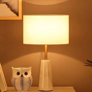 Nordic Conical Drum Marble Bedside White Table Lamp Zawala Image - 1