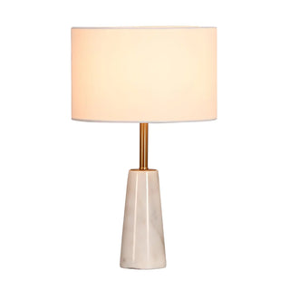 Nordic Conical Drum Marble Bedside White Table Lamp Zawala Image - 5