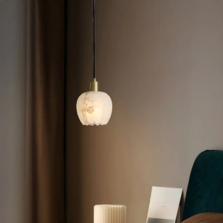 Elegant Flower Bud Alabaster White Mini Pendant Light Zawala Image - 2