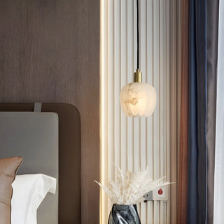 Elegant Flower Bud Alabaster White Mini Pendant Light Zawala Image - 3