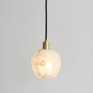 Elegant Flower Bud Alabaster White Mini Pendant Light Zawala Image - 5