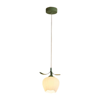 Elegant White Petal Glass Flower Bedroom Pendant Light Zawala Image - 10